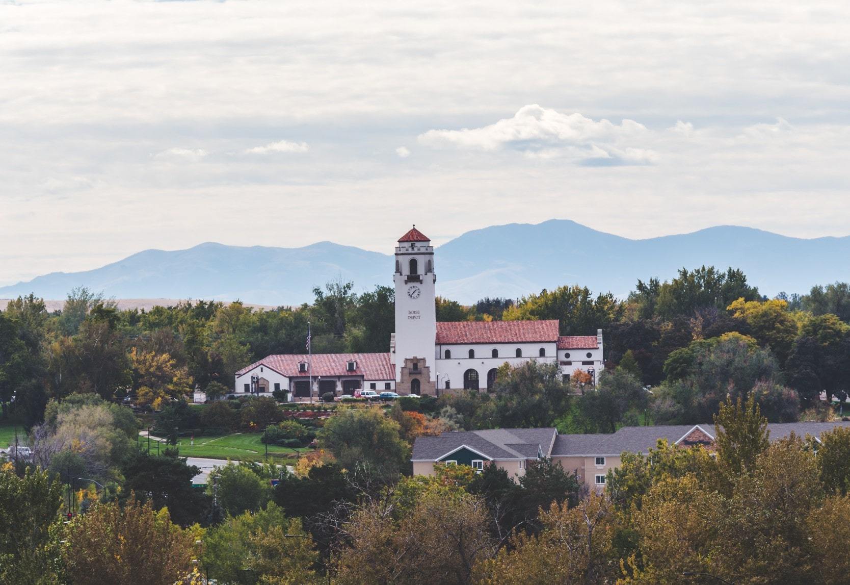 View of Boise Depot and surrounding hills in Boise Bench