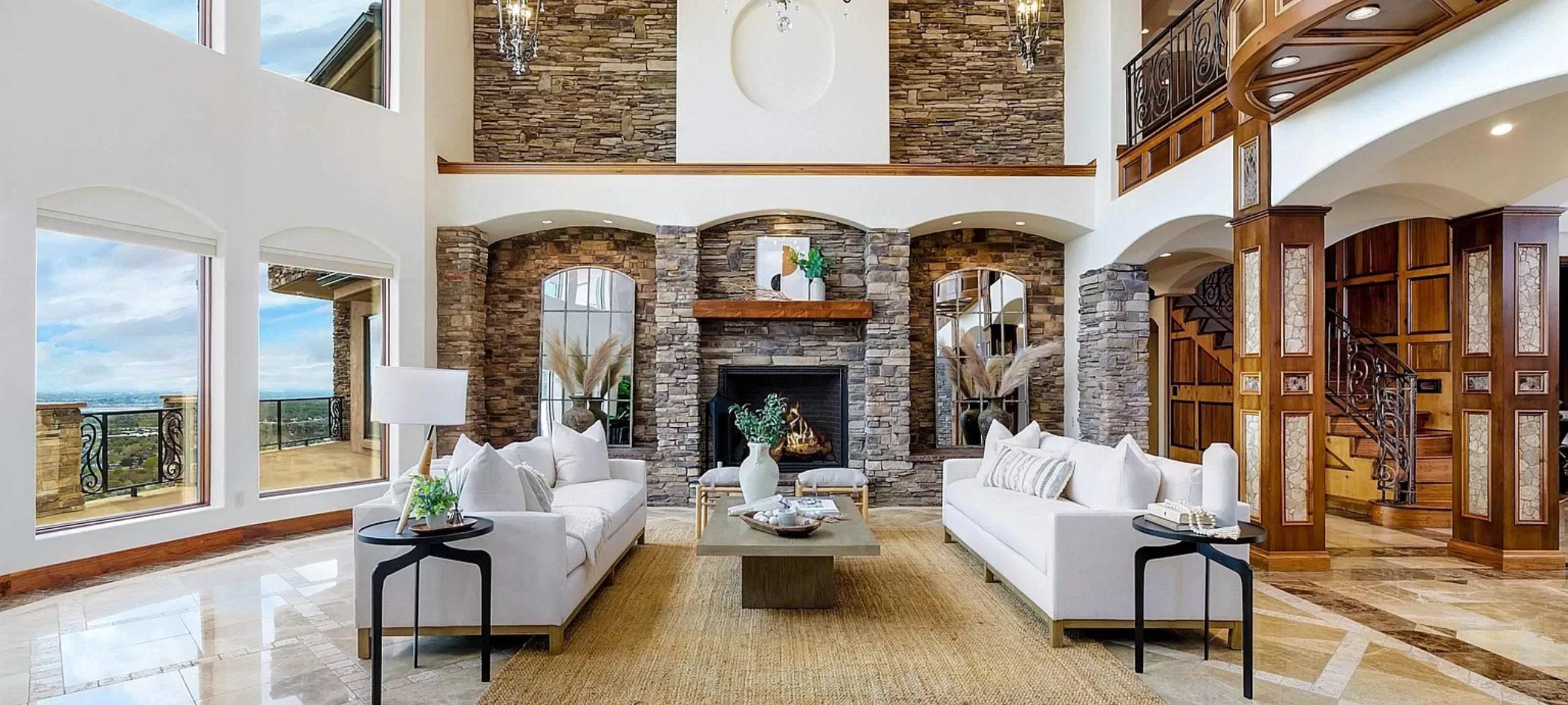 Modern living room typical of Boise, Idaho luxury homes